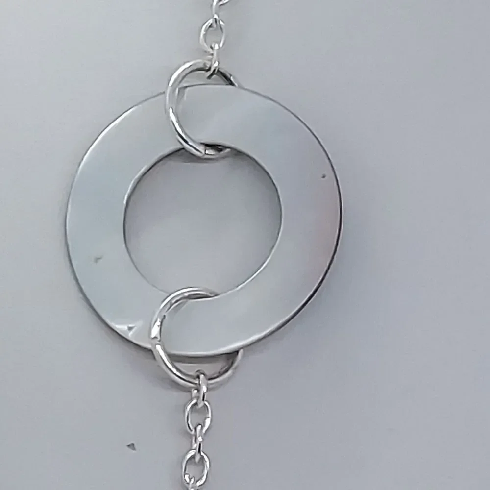 Silver Tone‎ Abalone Circle Necklace